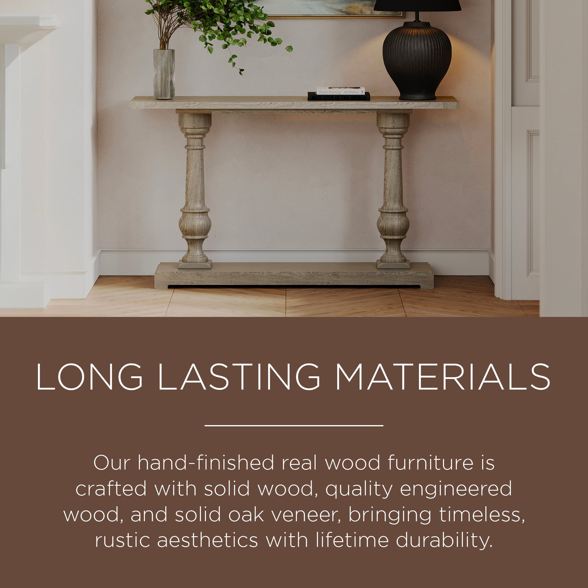 Maven Lane Arthur Traditional Wooden Console Table in Antiqued Grey Finish(Used) - VMInnovations