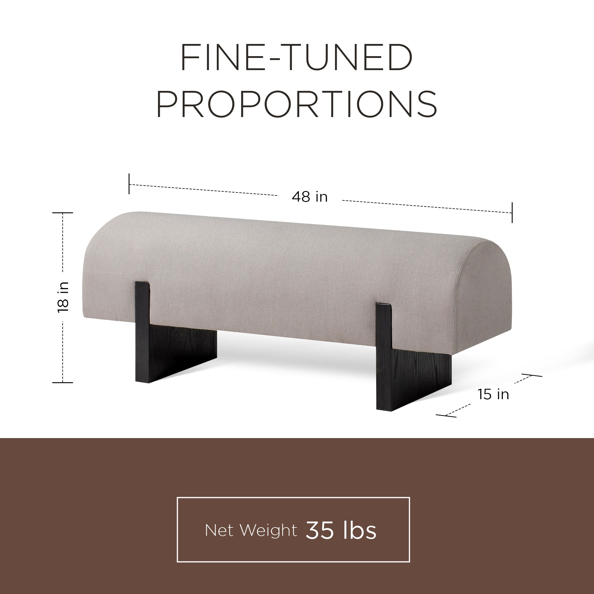 Maven Lane Modern Upholstered Wooden Bench in Refined Black Finish(Open Box) - VMInnovations