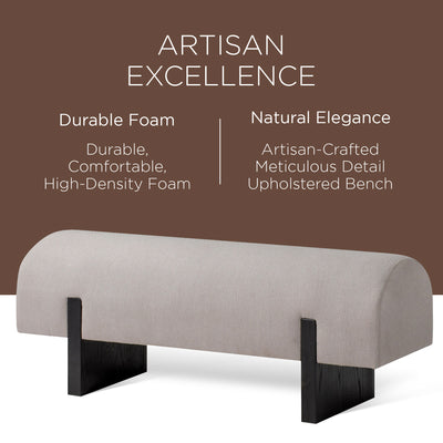 Maven Lane Juno Modern Upholstered Wooden Bench in Refined Black Finish - VMInnovations