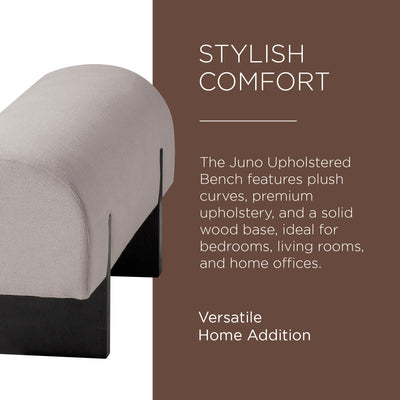 Maven Lane Juno Modern Upholstered Wooden Bench in Refined Black Finish - VMInnovations