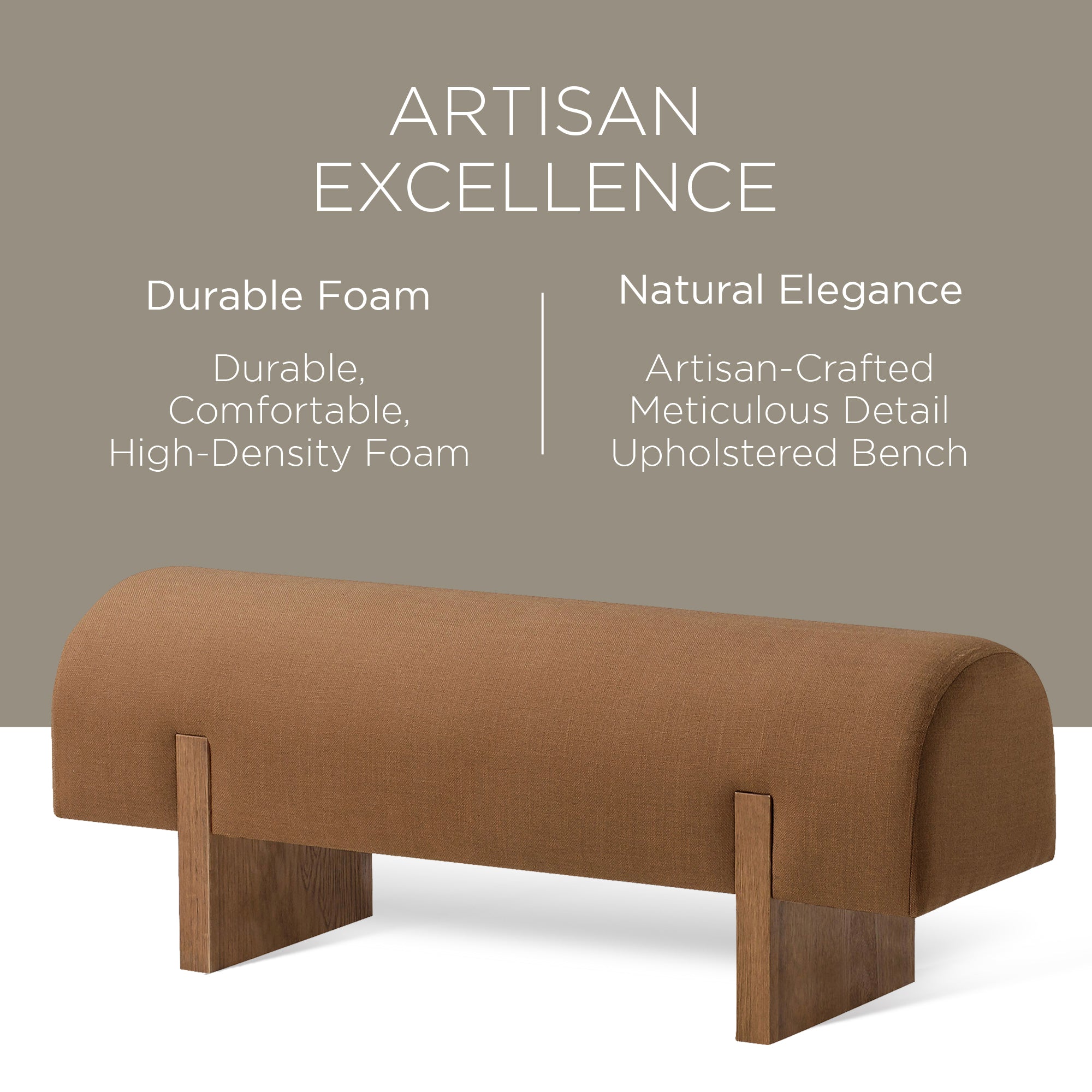 Maven Lane Juno Modern Upholstered Wooden Bench in Refined Brown Finish (Used) - VMInnovations