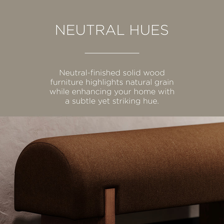 Maven Lane Juno Modern Upholstered Wooden Bench in Refined Brown Finish (Used) - VMInnovations