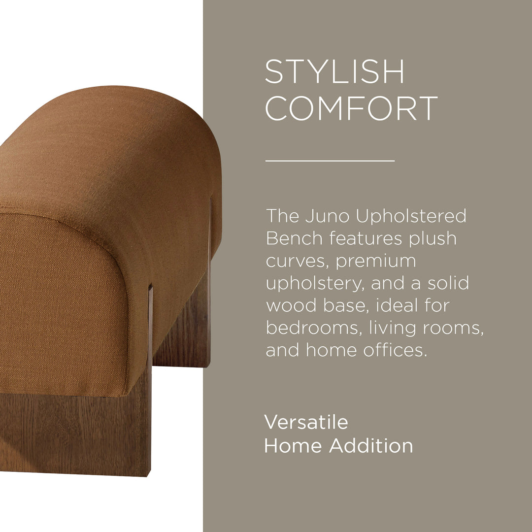 Maven Lane Juno Modern Upholstered Wooden Bench in Refined Brown Finish (Used) - VMInnovations