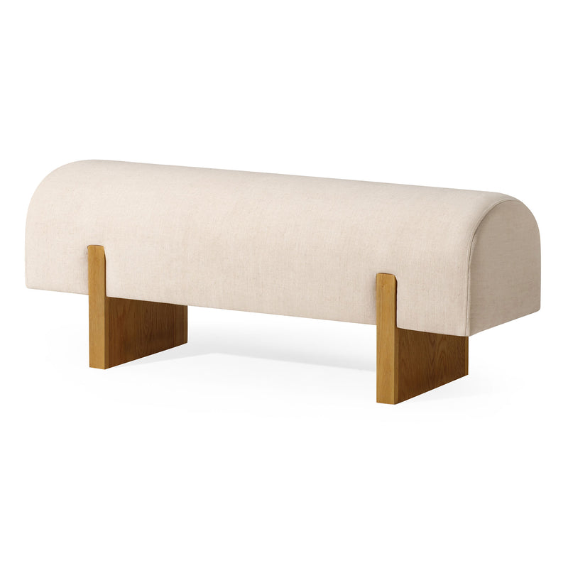 Maven Lane Juno Modern Upholstered Wooden Bench in Refined Natural Finish (Used)