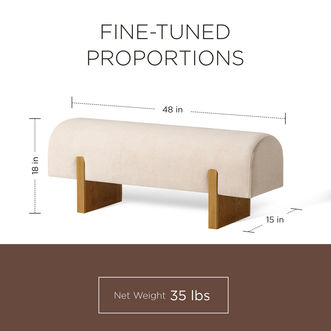 Maven Lane Modern Upholstered Wooden Bench in Refined Natural Finish (For Parts) - VMInnovations