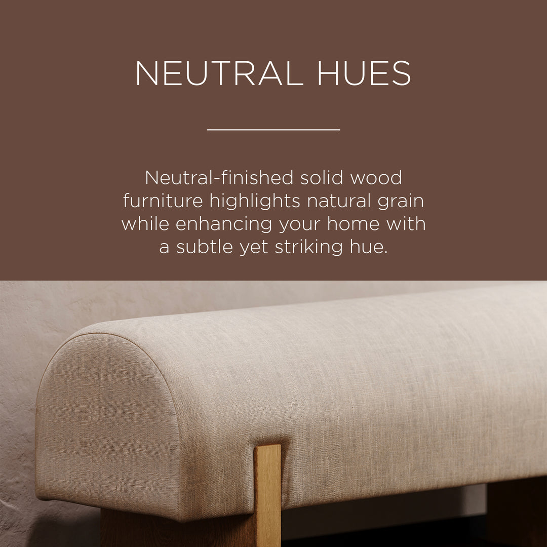 Maven Lane Juno Modern Upholstered Wooden Bench in Refined Natural Finish (Used) - VMInnovations