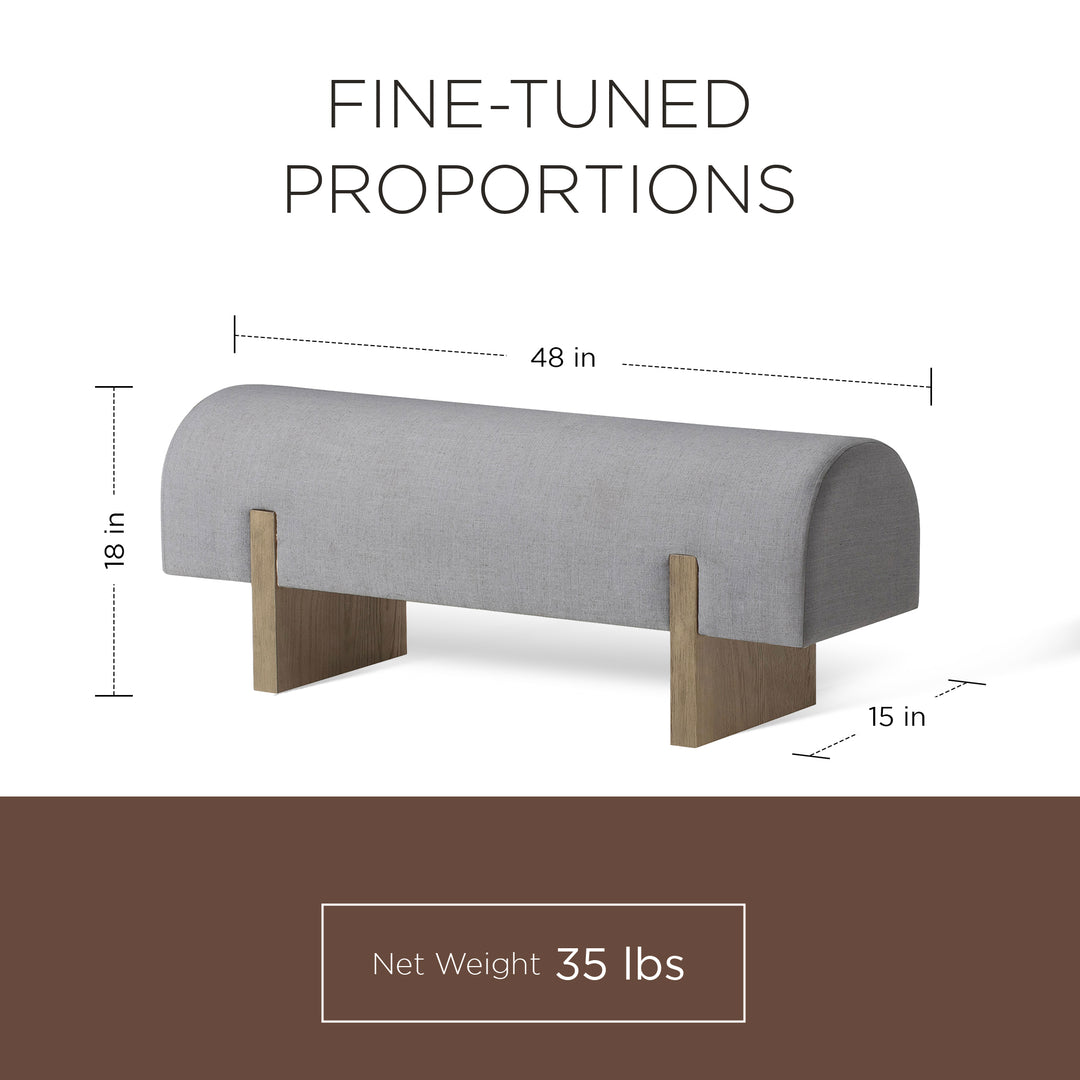 Maven Lane Juno Modern Upholstered Wooden Bench in Refined Grey Finish(Open Box) - VMInnovations