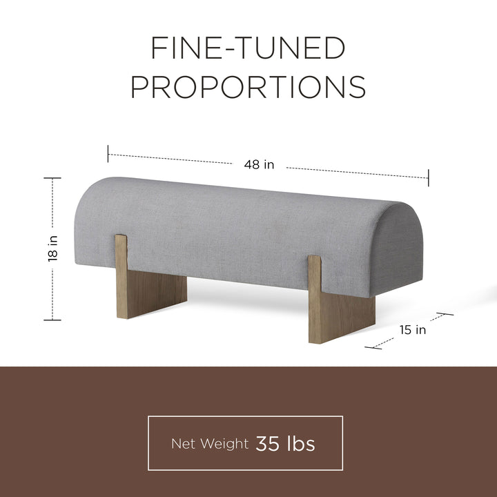 Maven Lane Juno Modern Upholstered Wooden Bench in Refined Grey Finish(Open Box) - VMInnovations