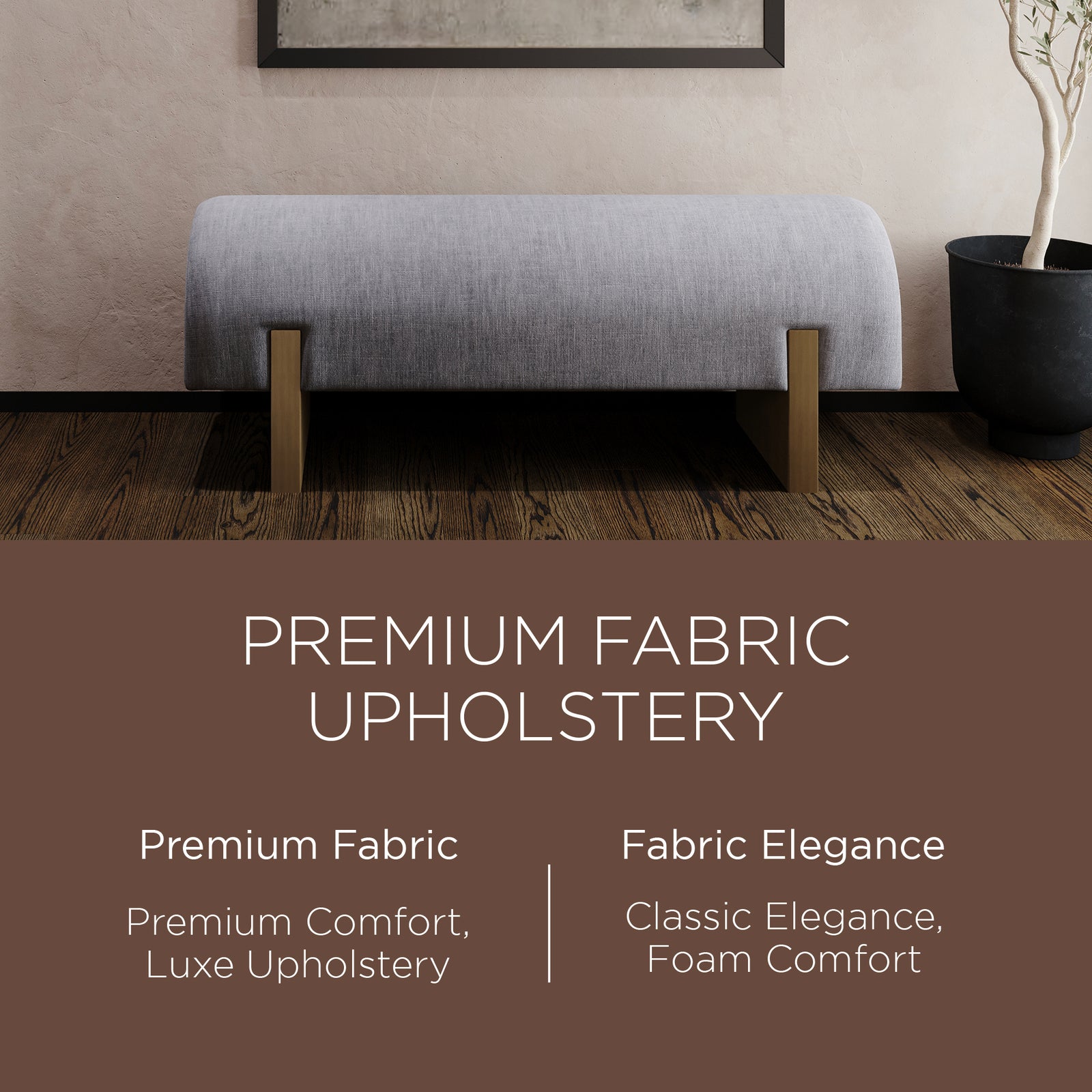 Maven Lane Juno Modern Upholstered Wooden Bench in Refined Grey Finish - VMInnovations