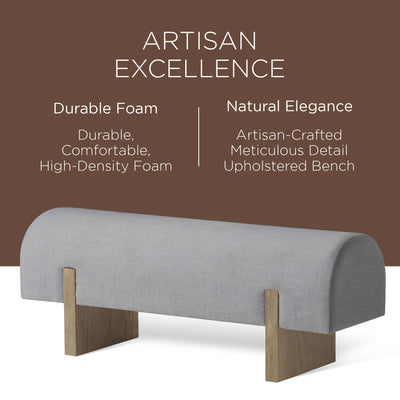 Maven Lane Juno Modern Upholstered Wooden Bench in Refined Grey Finish - VMInnovations