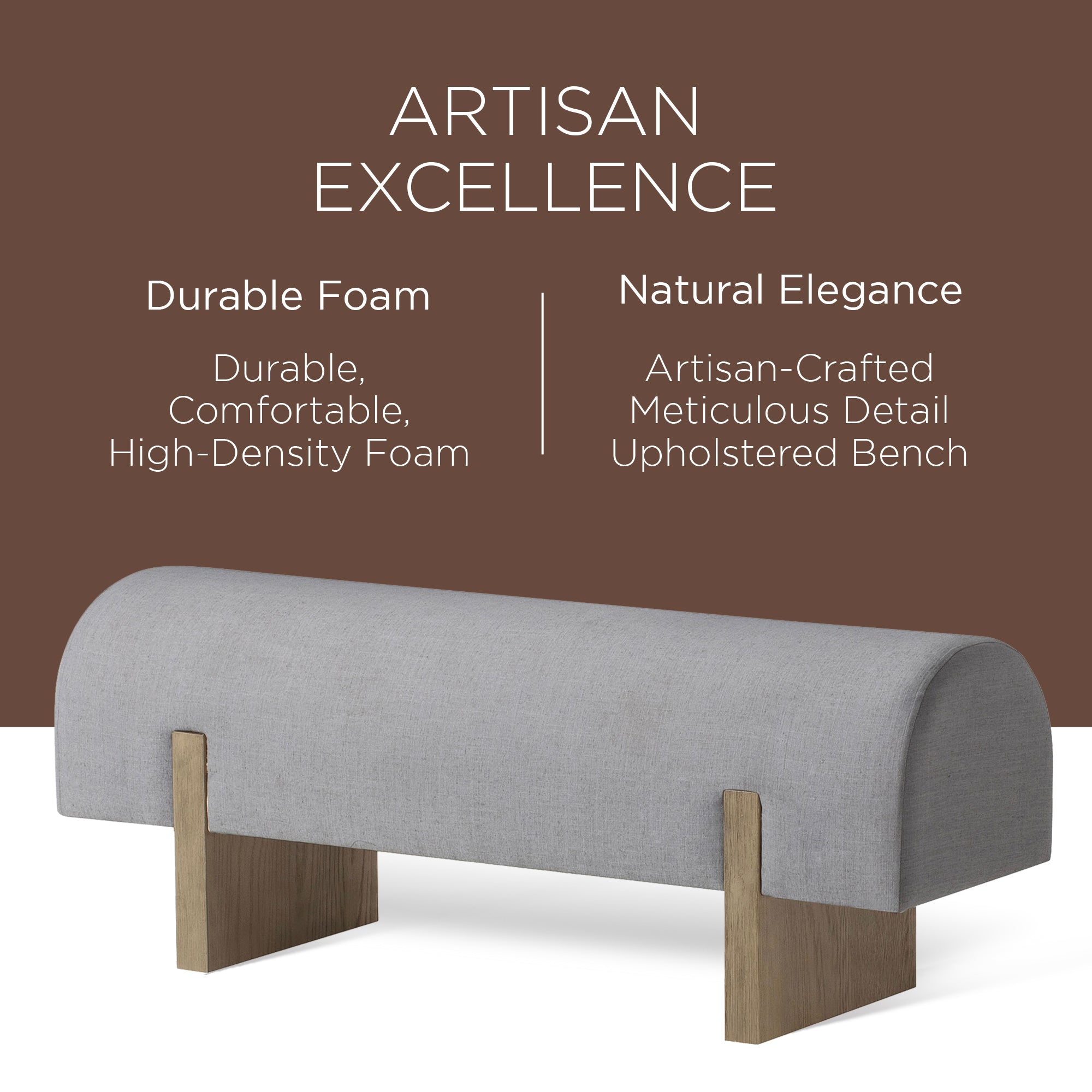 Maven Lane Juno Modern Upholstered Wooden Bench in Refined Grey Finish (Used) - VMInnovations