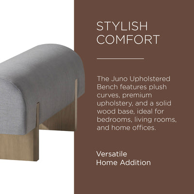 Maven Lane Juno Modern Upholstered Wooden Bench in Refined Grey Finish (Used) - VMInnovations