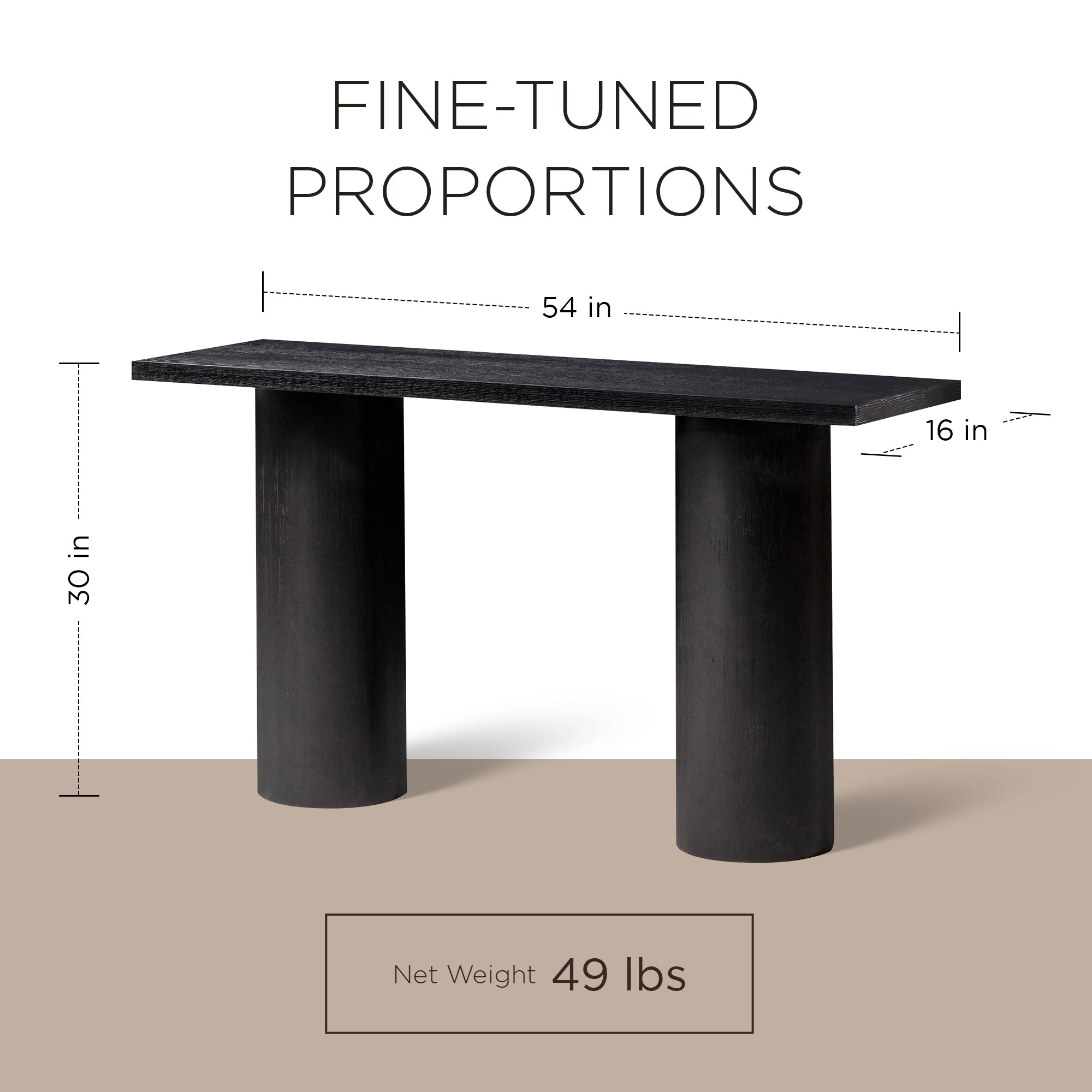 Maven Lane Lana Contemporary Wooden Console Table in Refined Black Finish - VMInnovations
