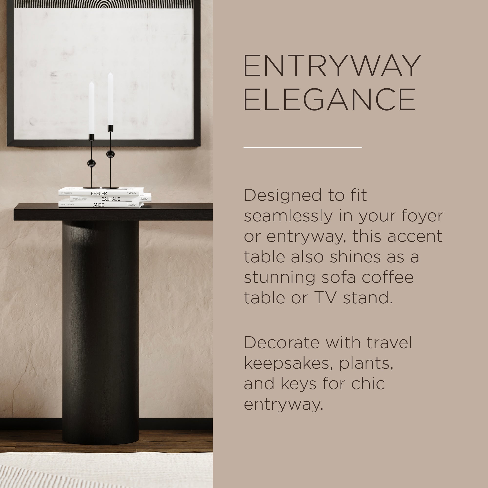 Maven Lane Lana Wooden Console Table in Refined Black Finish (Open Box)