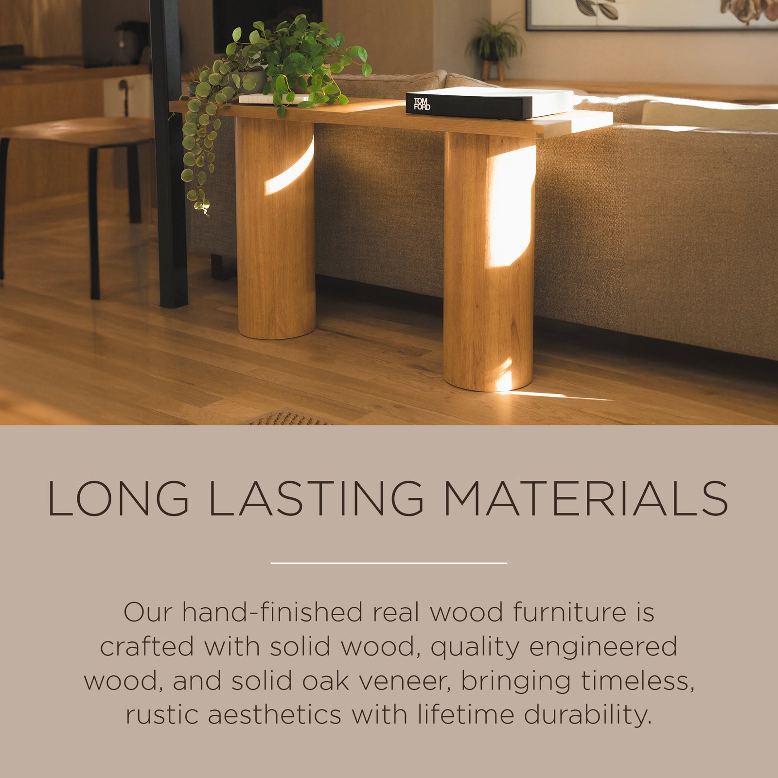 Maven Lane Lana Contemporary Wooden Console Table in Refined Natural Finish - VMInnovations