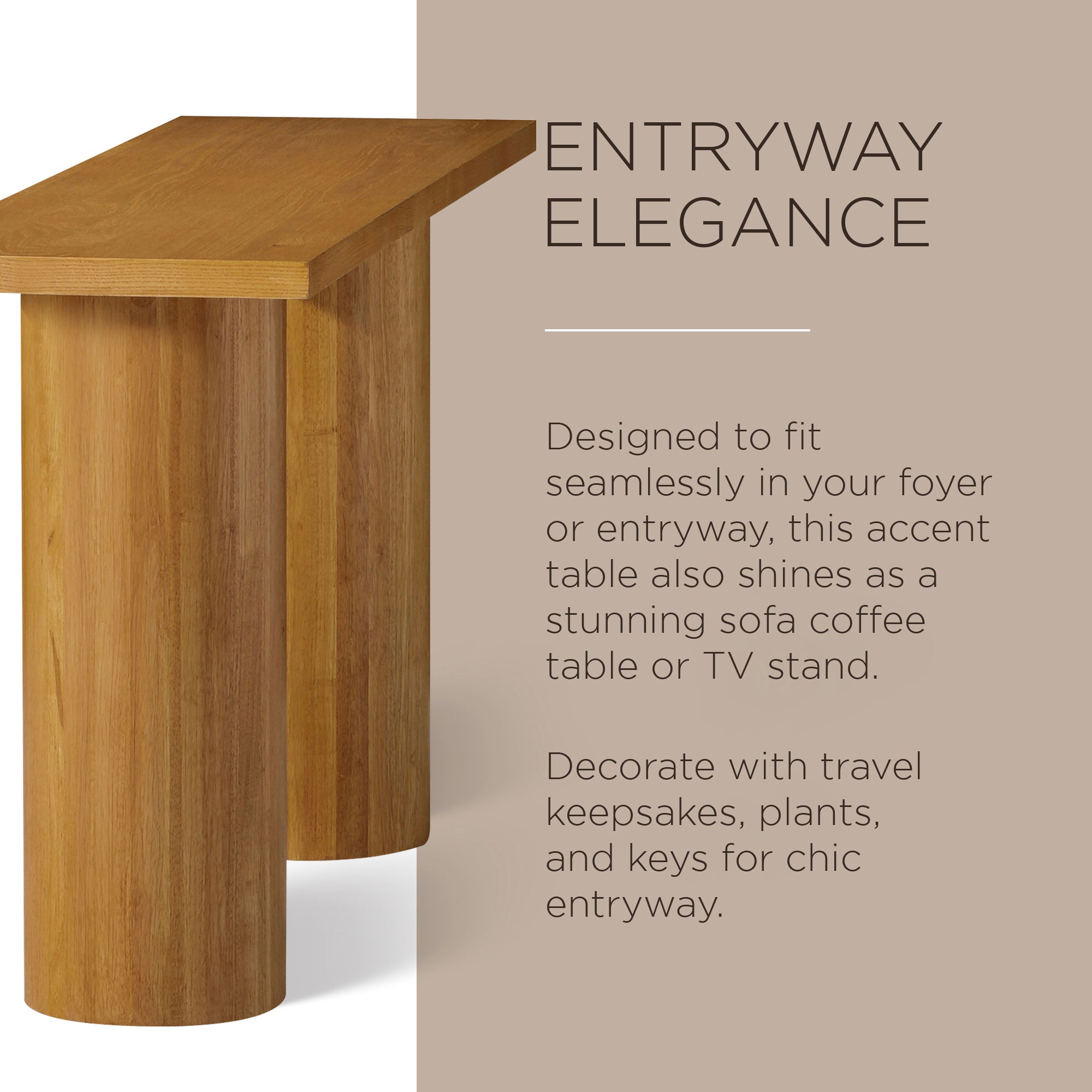 Maven Lane Lana Contemporary Wooden Console Table in Natural Finish (Open Box) - VMInnovations