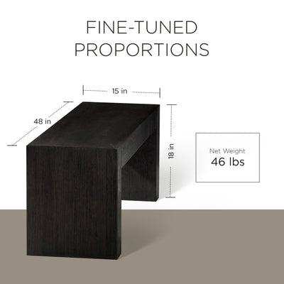 Maven Lane Zeno Contemporary Wooden Bench in Weathered Black Finish - VMInnovations