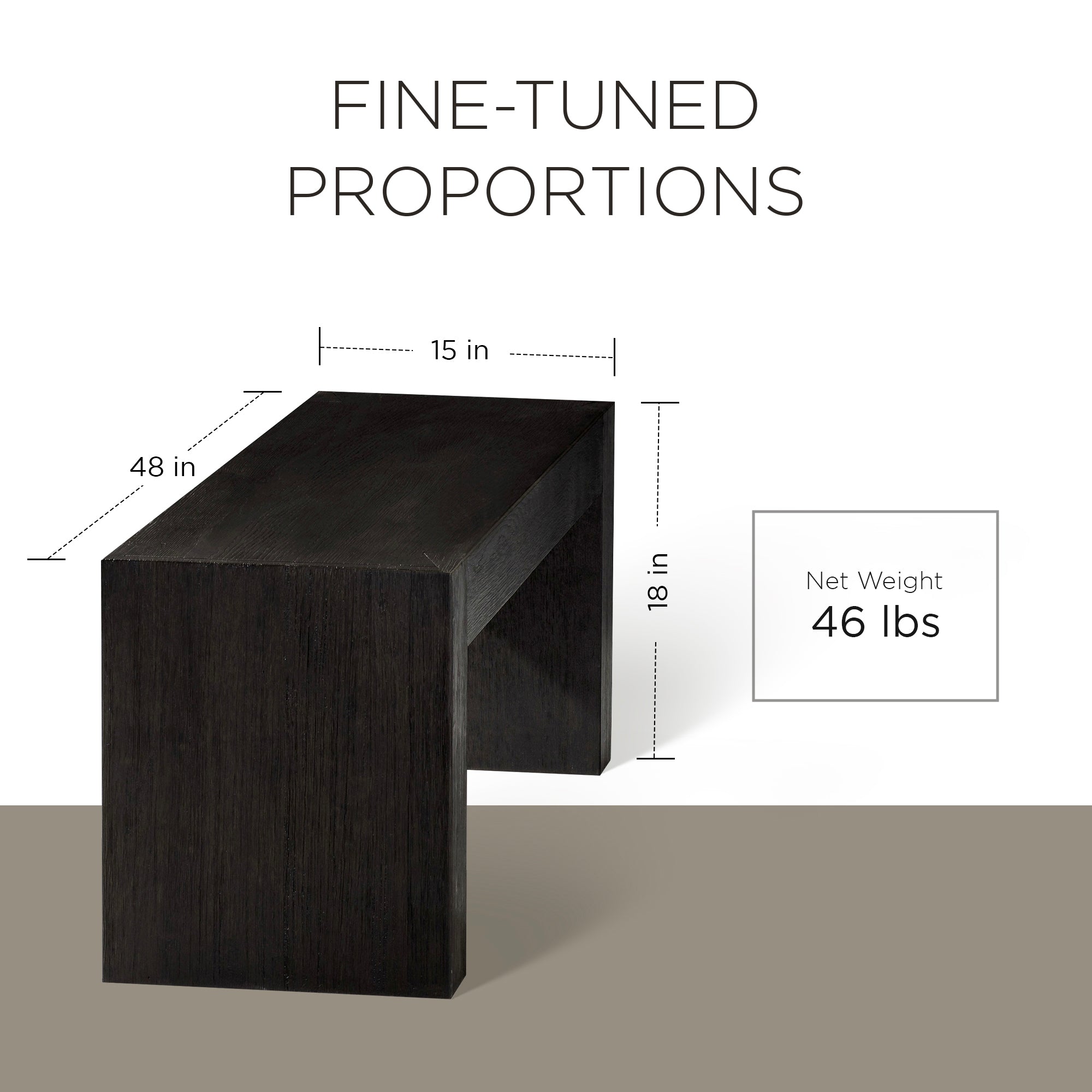 Maven Lane Zeno Contemporary Wooden Bench in Weathered Black Finish (Used) - VMInnovations