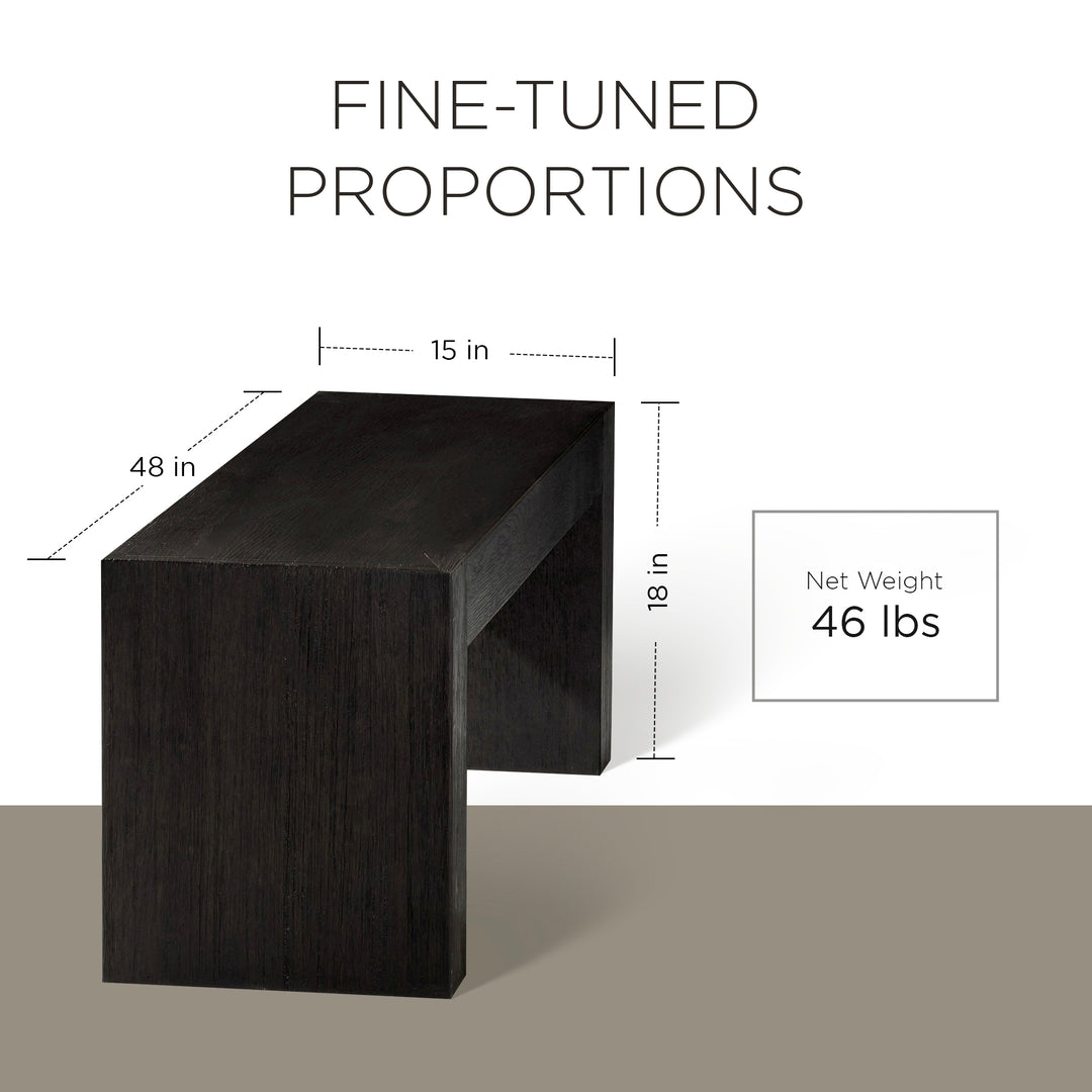 Maven Lane Zeno Contemporary Wooden Bench in Weathered Black Finish (For Parts)