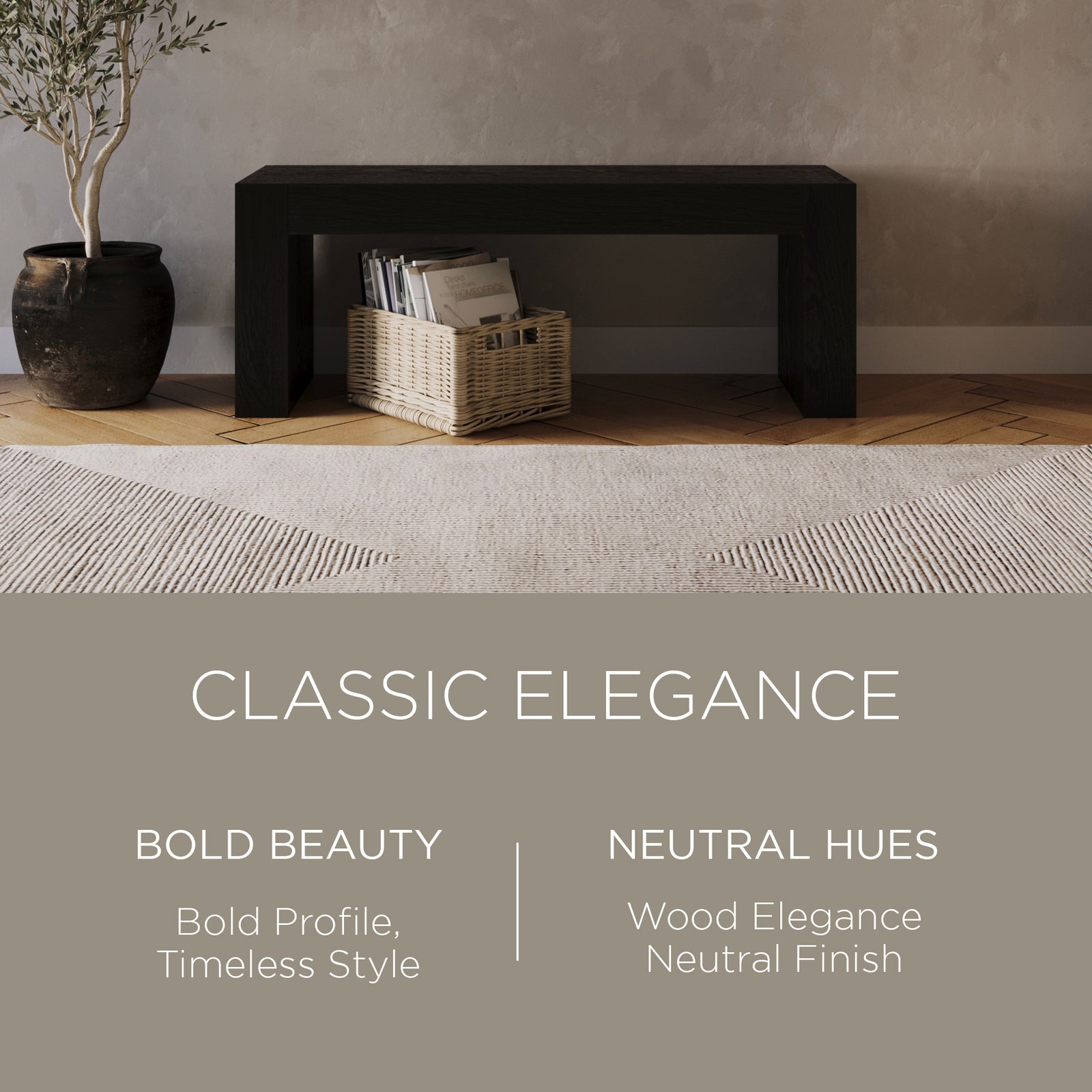 Maven Lane Zeno Contemporary Wooden Bench in Weathered Black Finish (Open Box) - VMInnovations