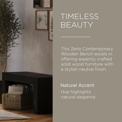 Maven Lane Zeno Contemporary Wooden Bench in Weathered Black Finish - VMInnovations