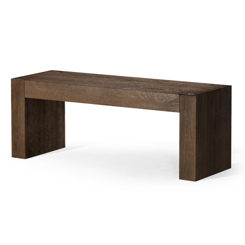 Maven Lane Zeno Contemporary Wooden Bench in Weathered Brown Finish (Open Box)