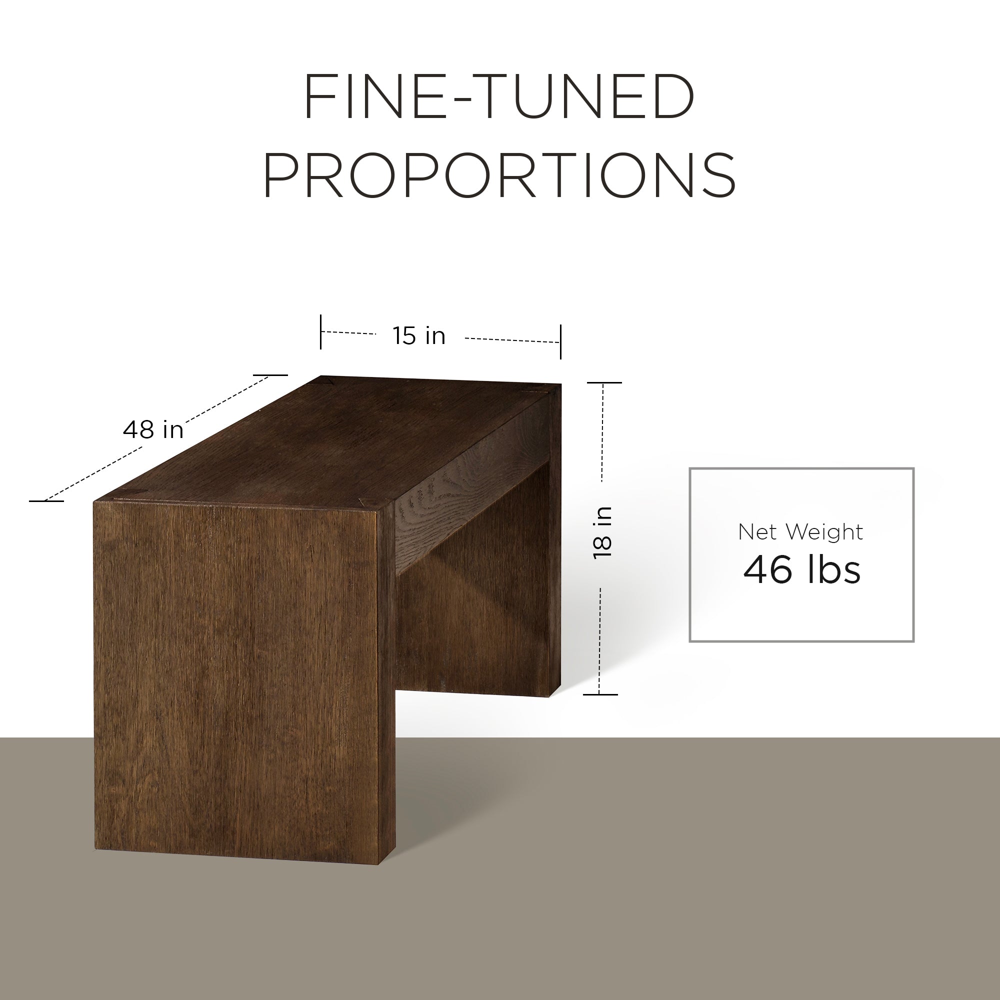 Maven Lane Zeno Contemporary Wooden Bench in Weathered Brown Finish - VMInnovations