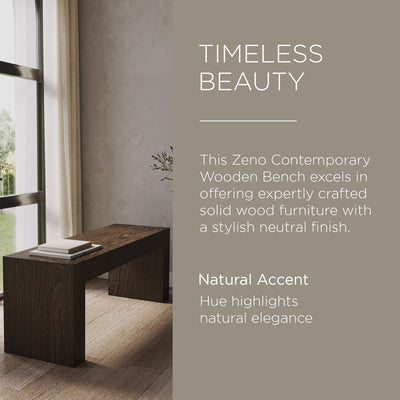 Maven Lane Zeno Contemporary Wooden Bench in Weathered Brown Finish (Used) - VMInnovations