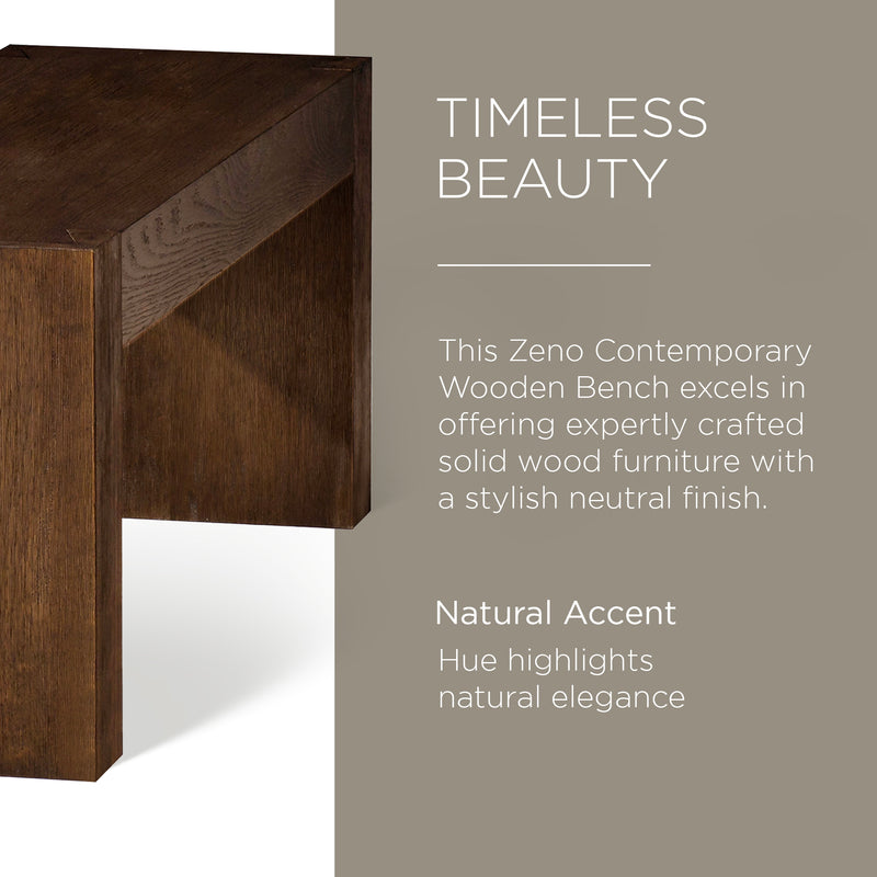 Maven Lane Zeno Contemporary Wooden Bench in Weathered Brown Finish