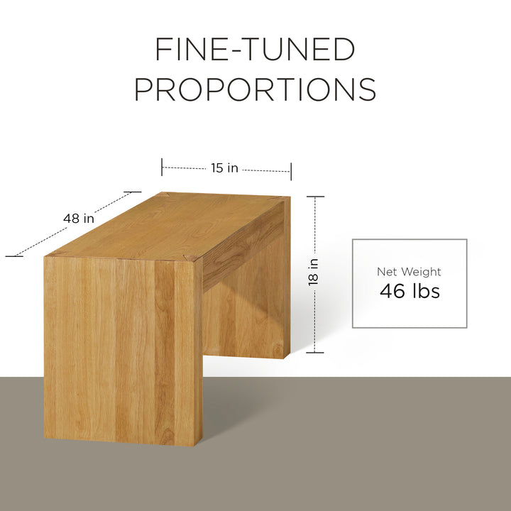 Maven Lane Zeno Contemporary Wooden Bench in Weathered Natural Finish (Used)