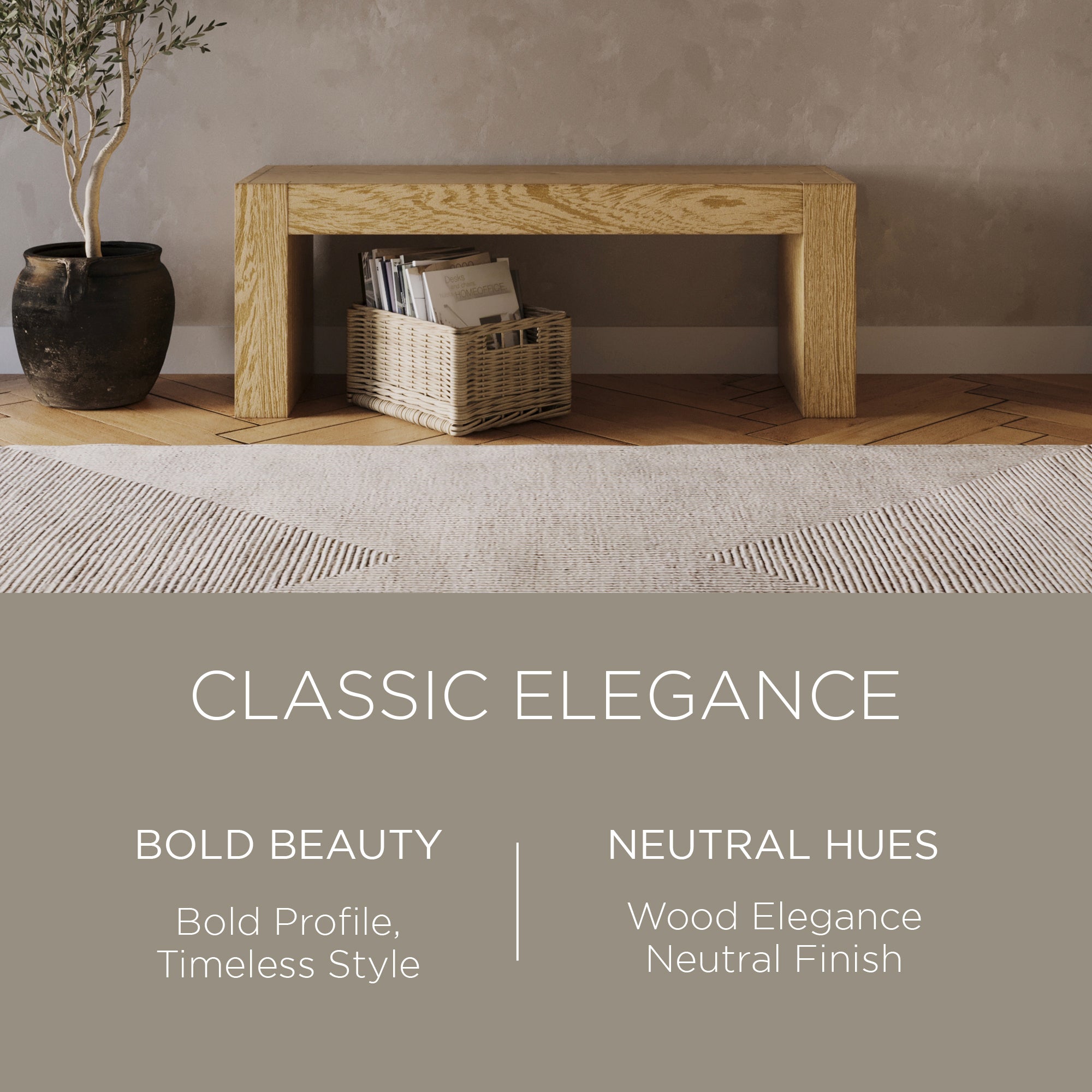 Maven Lane Zeno Contemporary Wooden Bench in Weathered Natural Finish (Used)