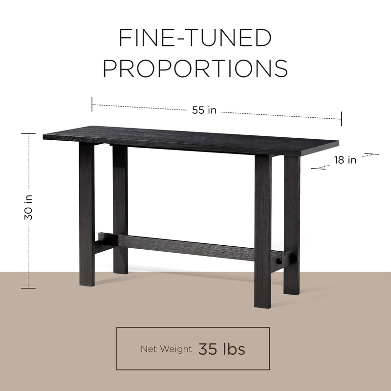 Maven Lane Hera Modern Wooden Console Table in Weathered Black Finish (Open Box)