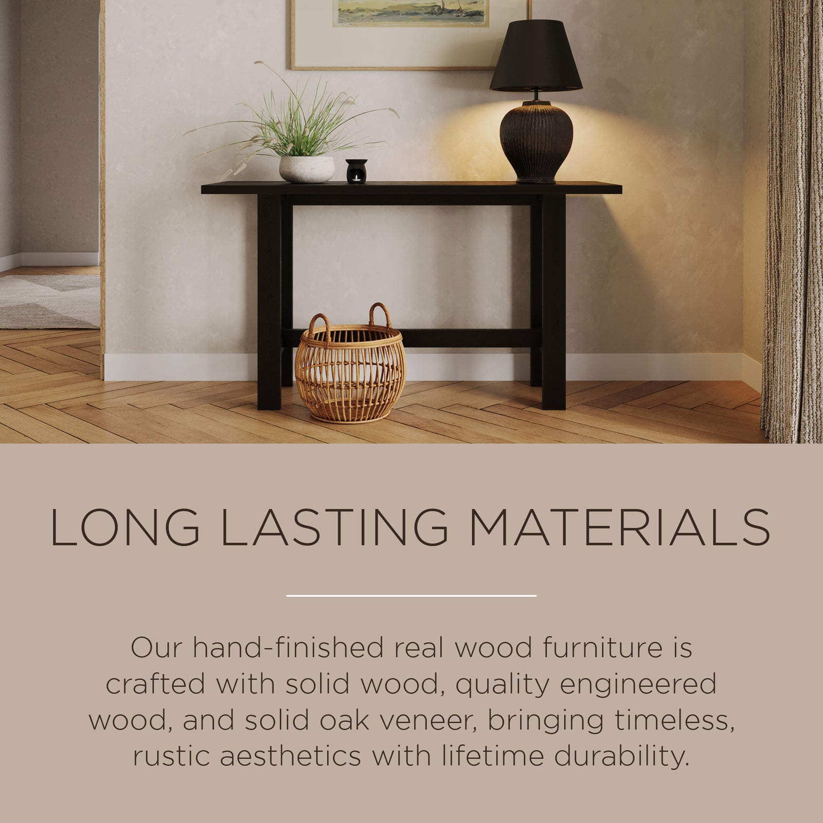 Maven Lane Hera Modern Wooden Console Table in Weathered Black Finish - VMInnovations