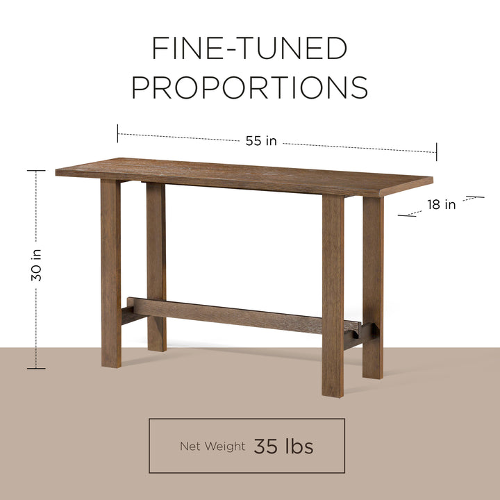 Maven Lane Hera Modern Wooden Console Table in Weathered Brown Finish