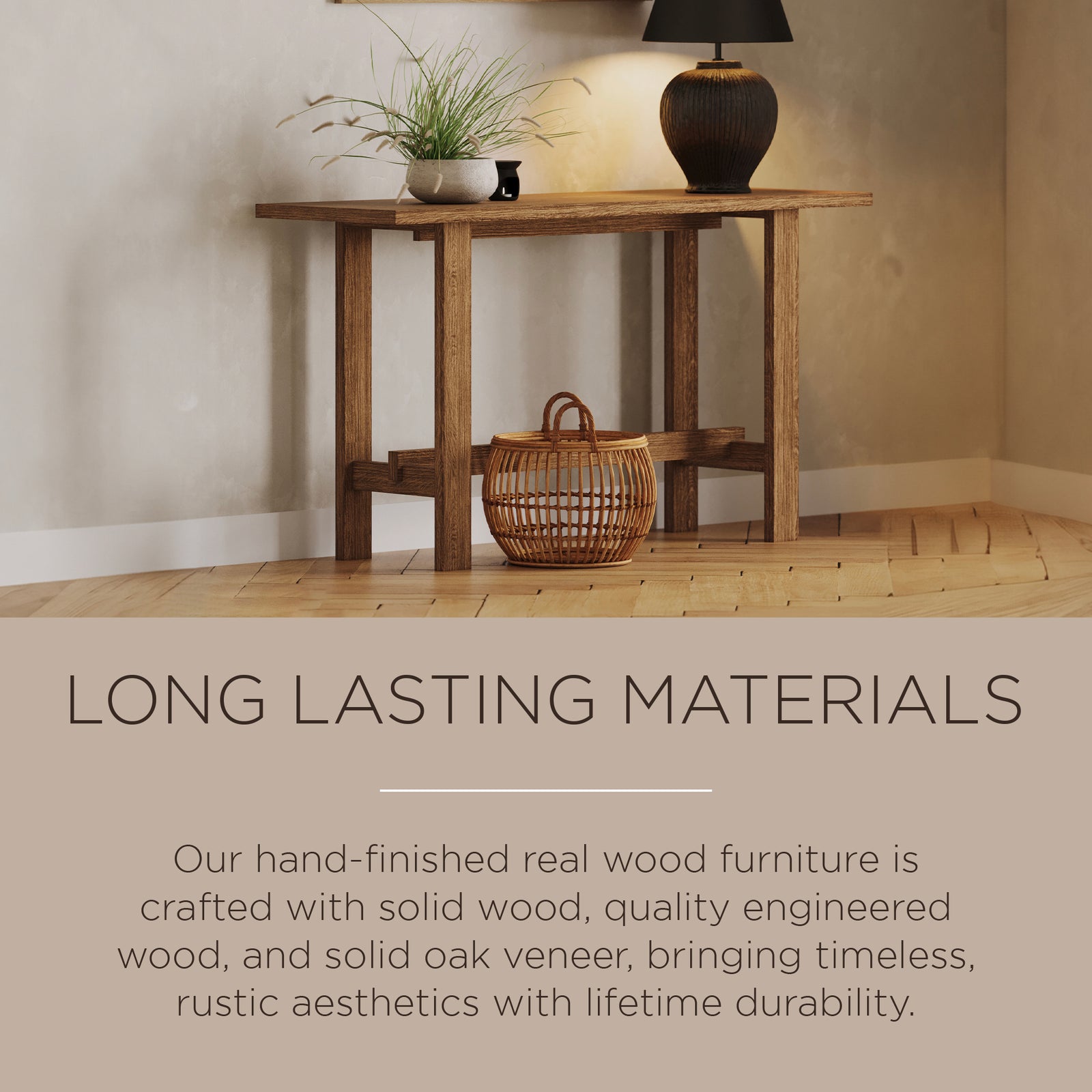 Maven Lane Hera Modern Wooden Console Table in Weathered Brown Finish - VMInnovations