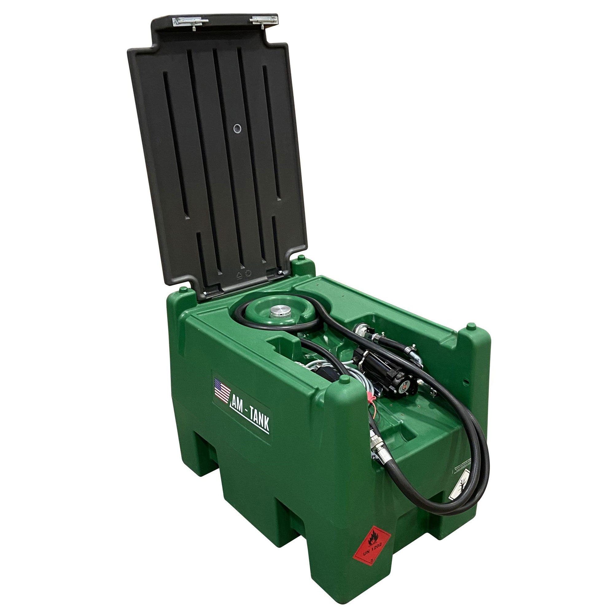AM-TANK 58 Gal Portable Diesel Only Tank with 12 Volt Pump & Covering Lid (Used) - VMInnovations