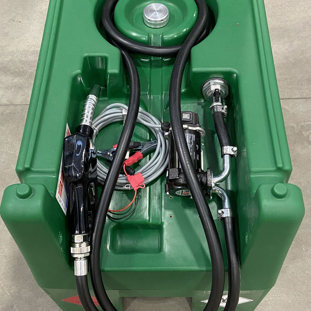 AM-TANK 58 Gallon Portable Diesel Only Tank with 12 Volt Pump and Covering Lid