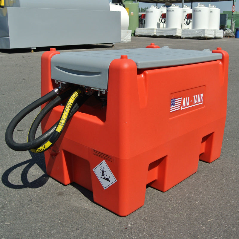 AM-TANK 58 Gal Gasoline & Diesel Fuel Tank w/12 Volt Pump & Lid(For Parts)