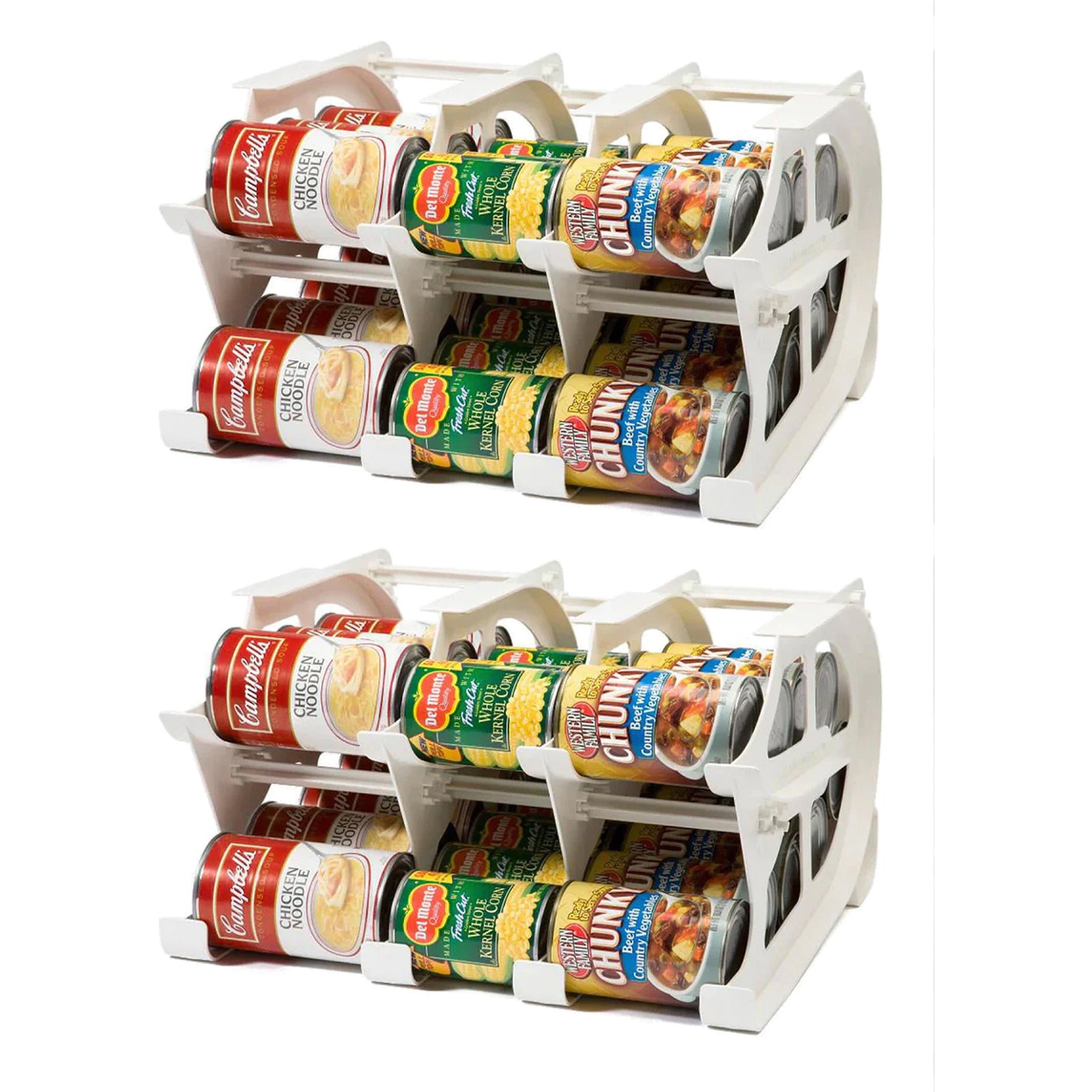FIFO Countertop Mini Can Tracker Holds 10-24 Oz Cans, USA Made, White (2 Pack) - VMInnovations