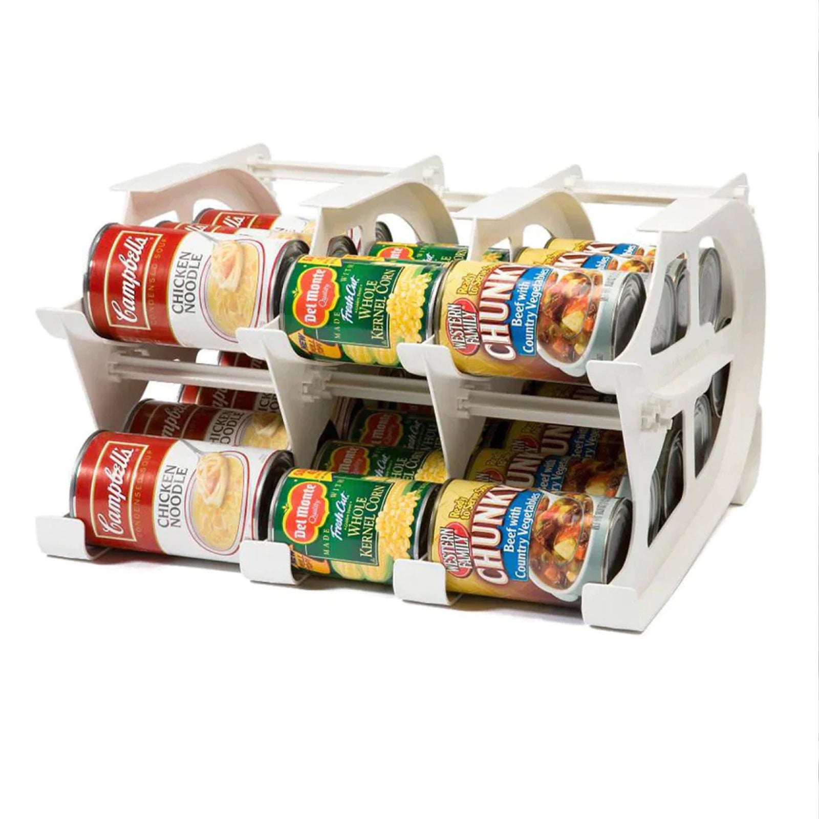 FIFO Countertop Mini Can Tracker Holds 10-24 Oz Cans, USA Made, White (2 Pack) - VMInnovations