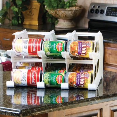 FIFO Countertop Mini Can Tracker Holds 10-24 Oz Cans, USA Made, White (2 Pack) - VMInnovations