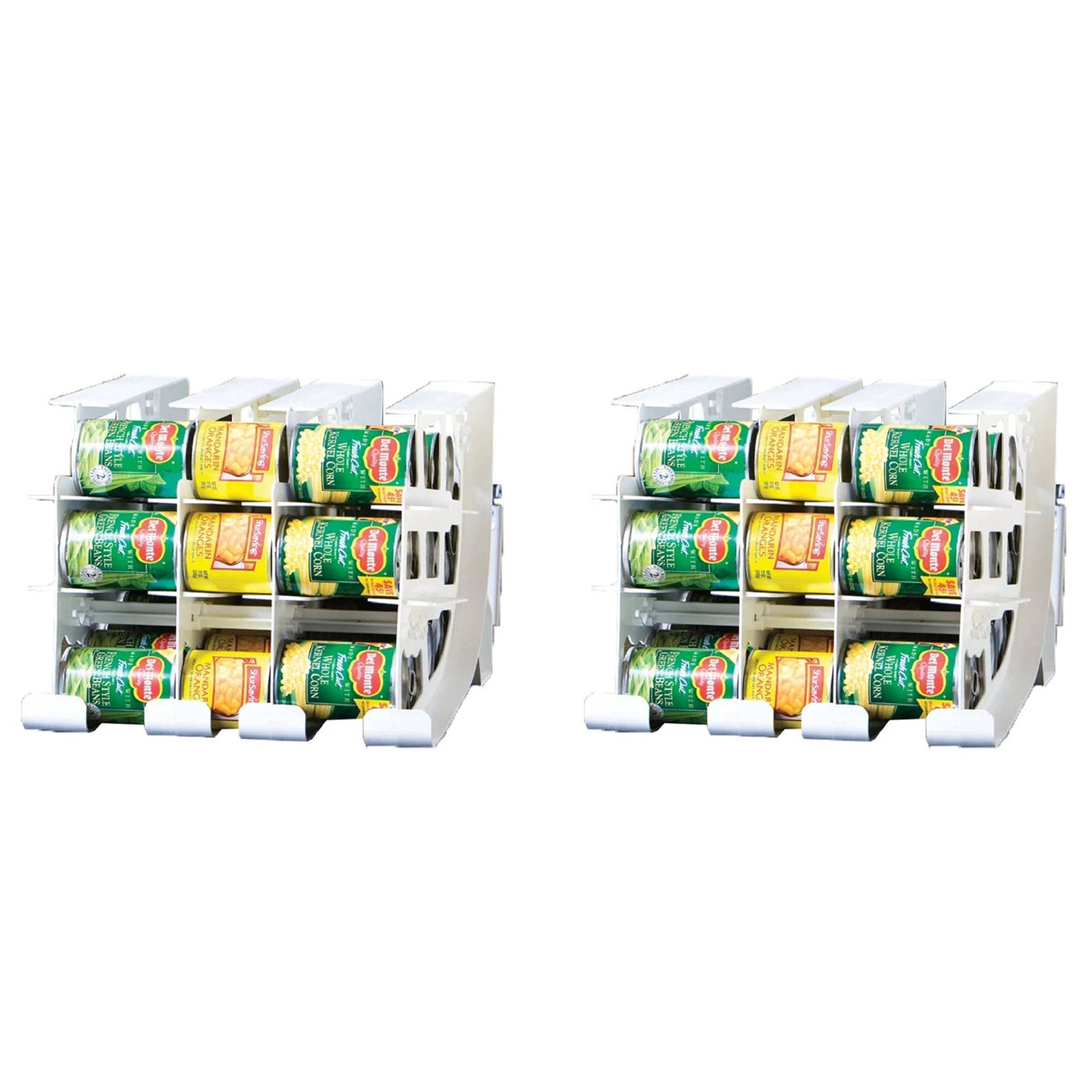 FIFO Countertop Can Tracker Holds 54 10 to 15 Oz Cans, USA Made, White (2 Pack) - VMInnovations