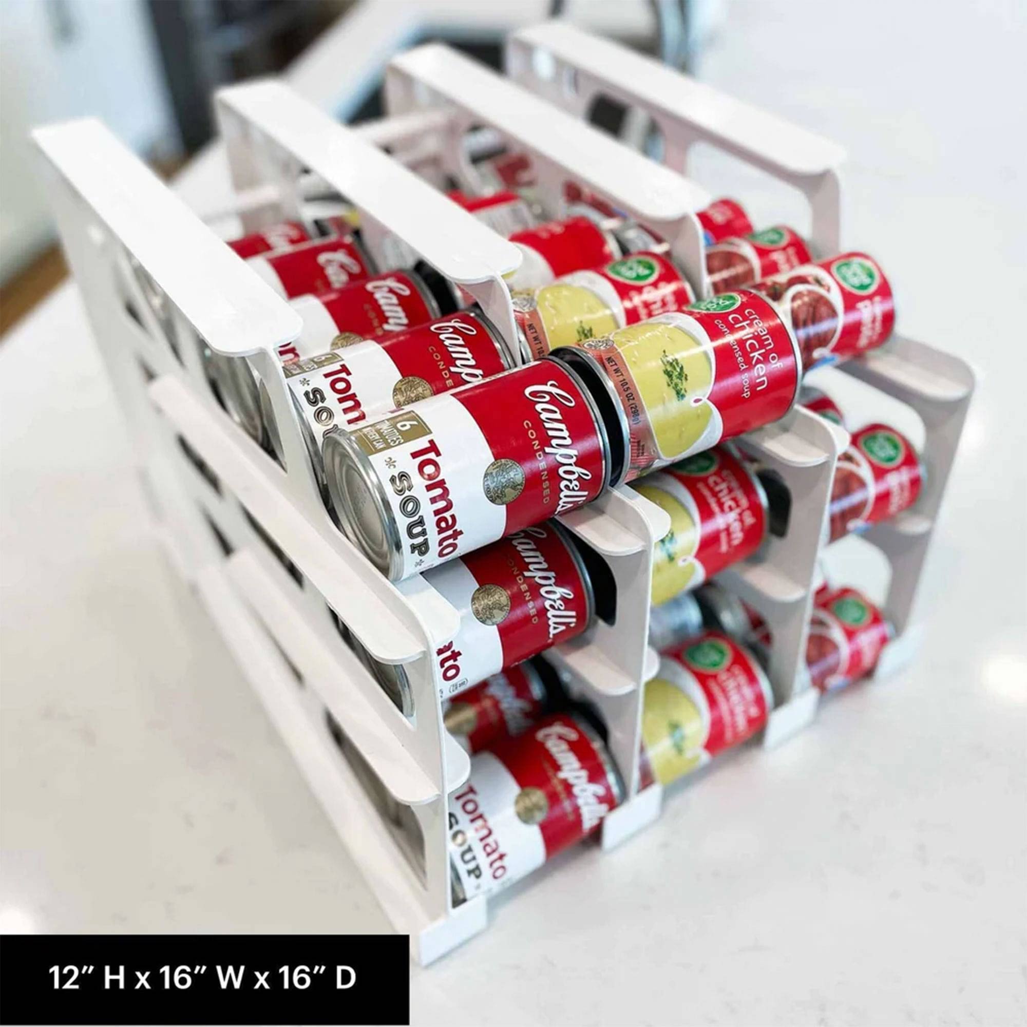 FIFO Countertop Can Tracker Holds 54 10 to 15 Oz Cans, USA Made, White (2 Pack) - VMInnovations
