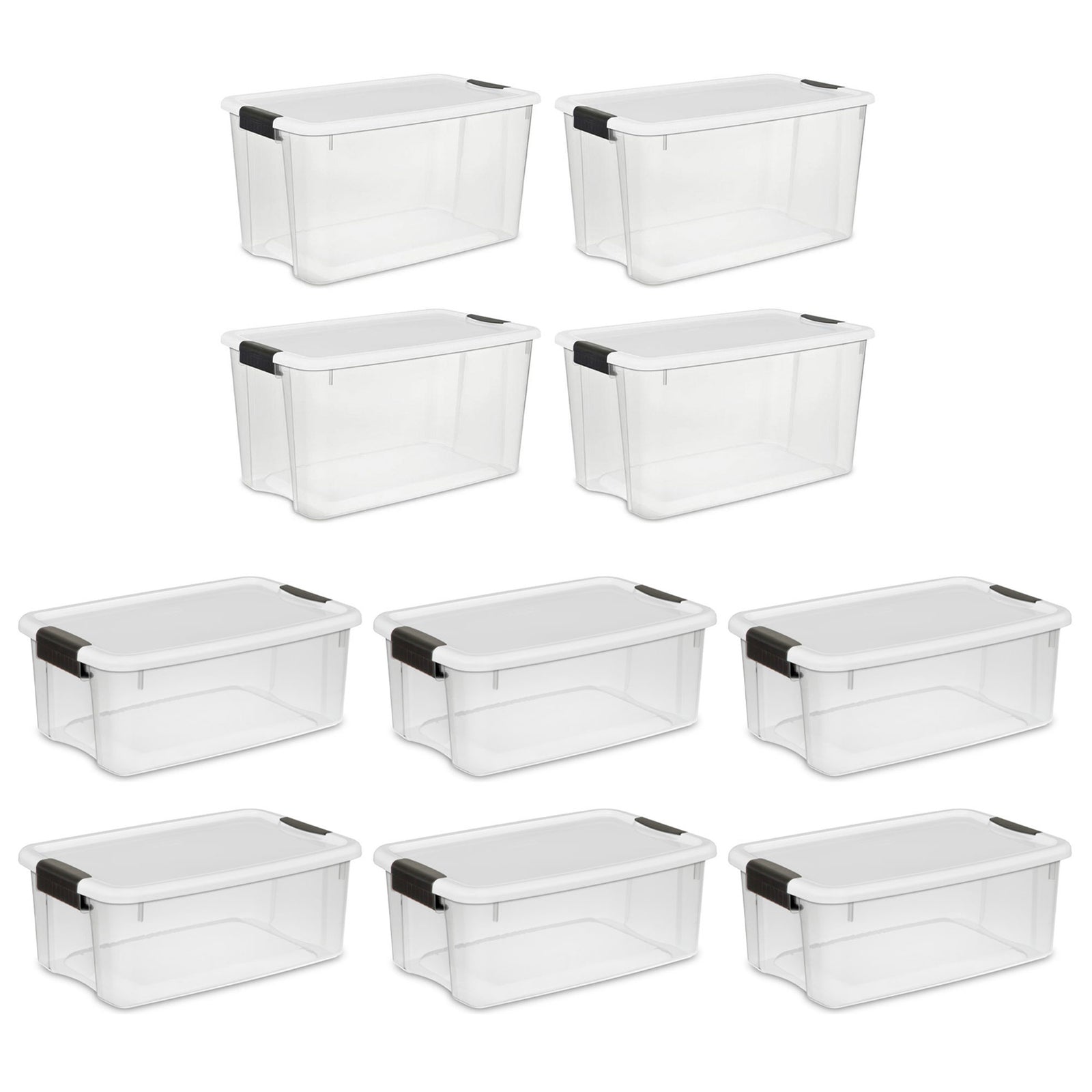 Sterilite 4 Sets of 70 Quart Latch Lid Tote & 6 Sets of 18 Quart Latch Lid Tote - VMInnovations