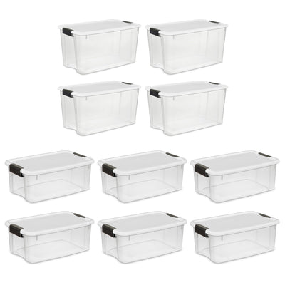 Sterilite 4 Sets of 70 Quart Latch Lid Tote & 6 Sets of 18 Quart Latch Lid Tote - VMInnovations