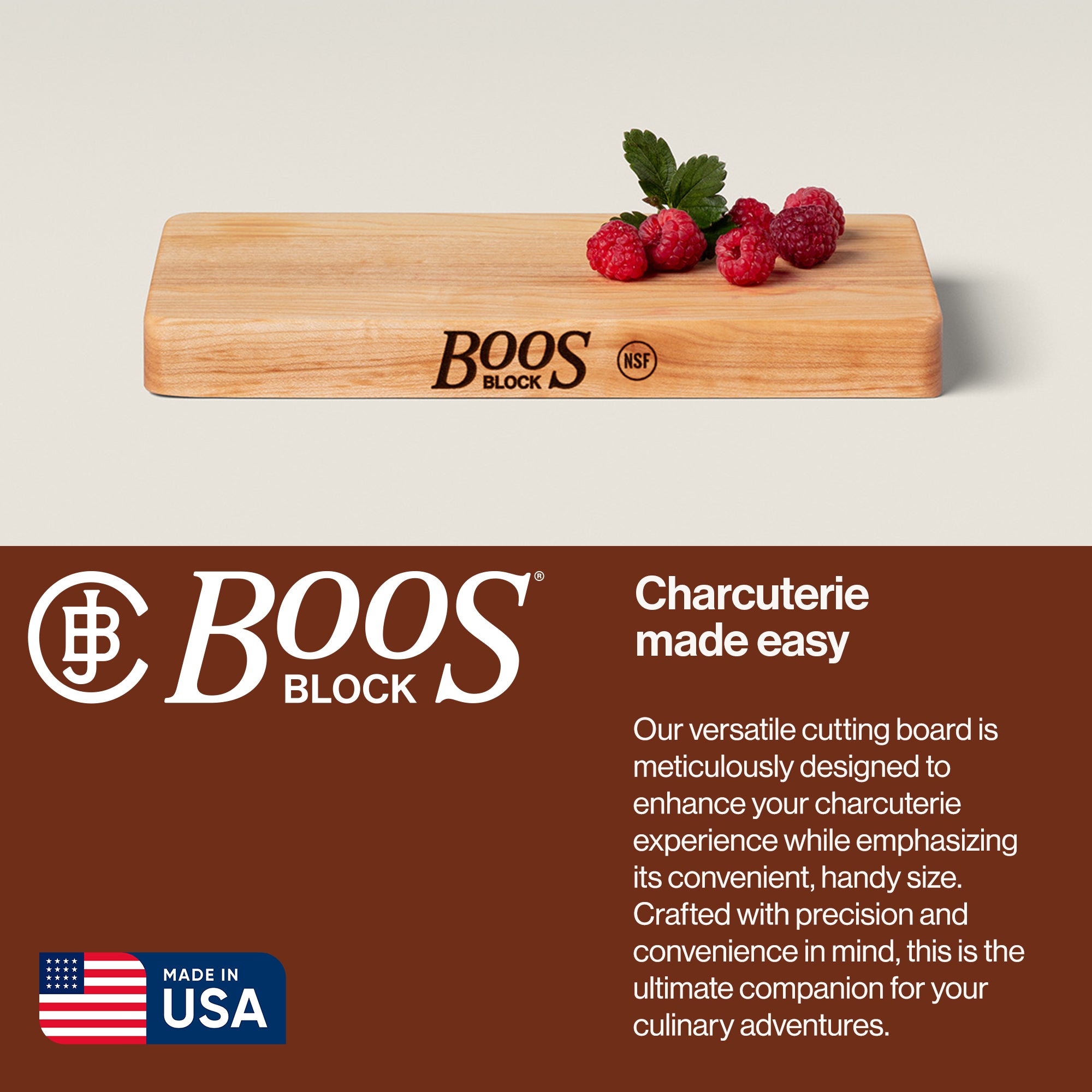 John Boos Chop N Slice Maple Wood Edge Grain Cutting Board, 10" x 5" x 1" (Used) - VMInnovations