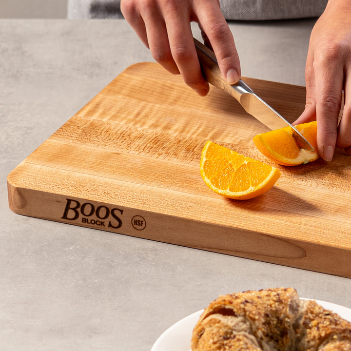 John Boos Chop N Slice Small Maple Wood Edge Grain Cutting Board, 10" x 5" x 1"