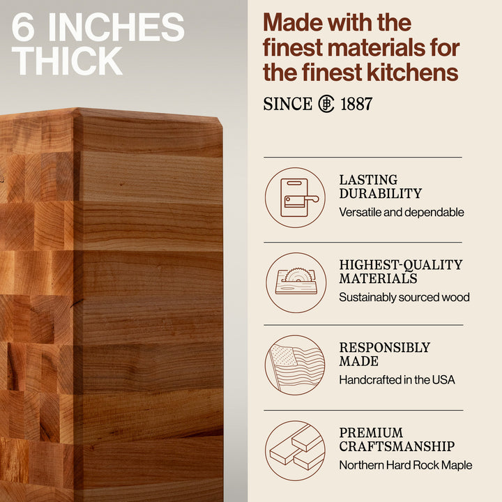 John Boos BB Series Large Reversible Wood Chopping Board, 30" x 24" x 6", Maple