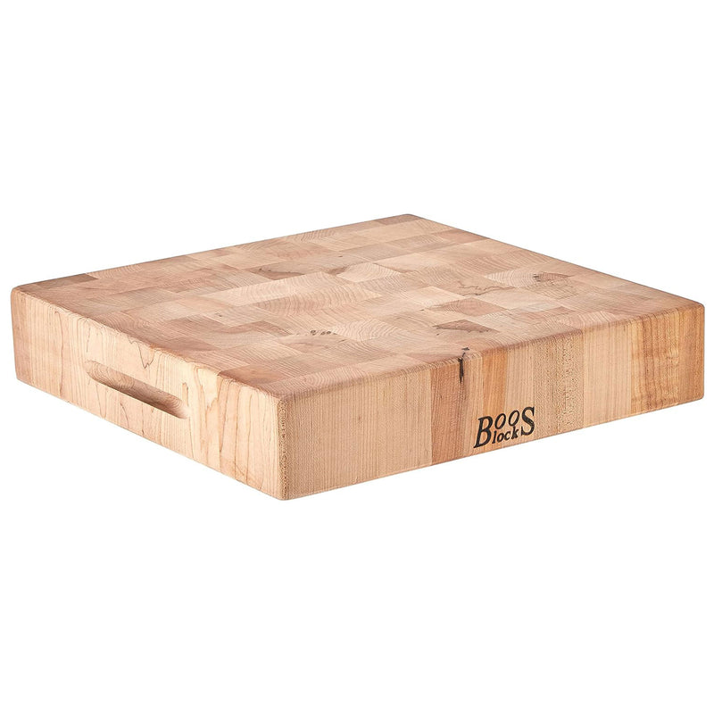 John Boos Medium Maple Wood End Grain Cutting Board for Kitchen, 15" x 15" x 3"