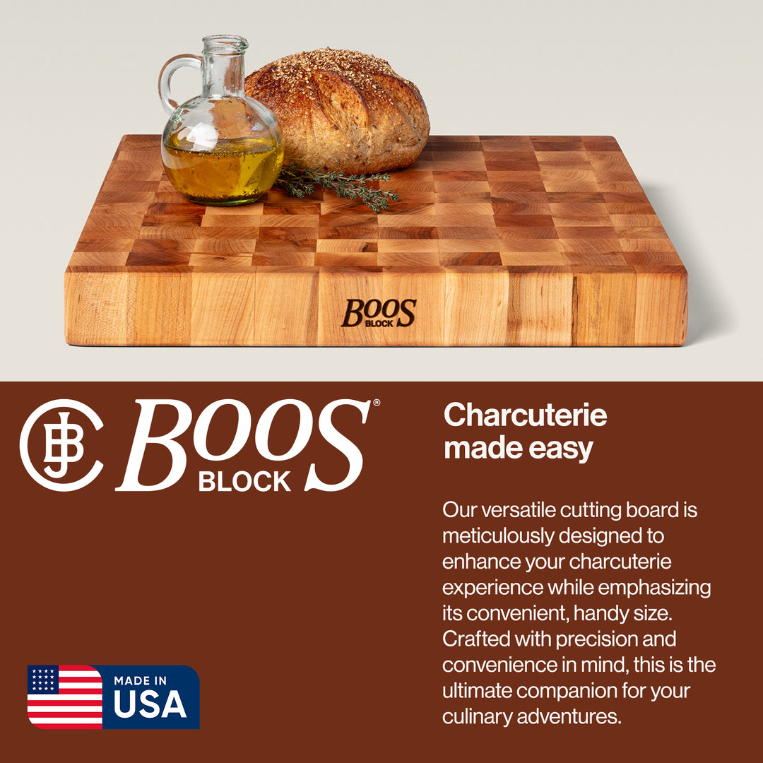 John Boos Small Maple Wood End Grain Cutting Board for Kitchen 18" x 18" x 2.25"